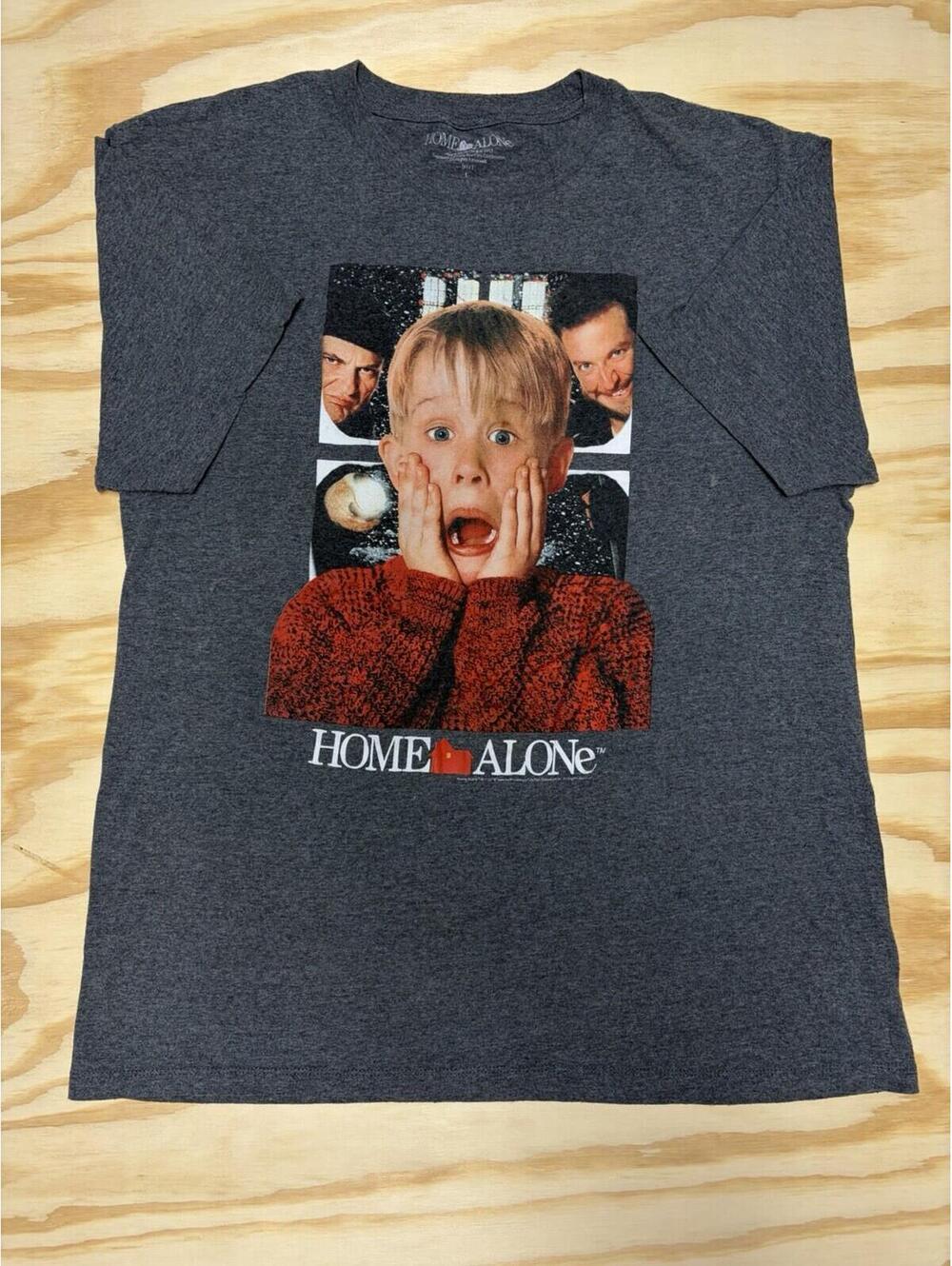 Home Alone Men’s Large Dark Grey Home Defense T-Shirt Short Sleeve